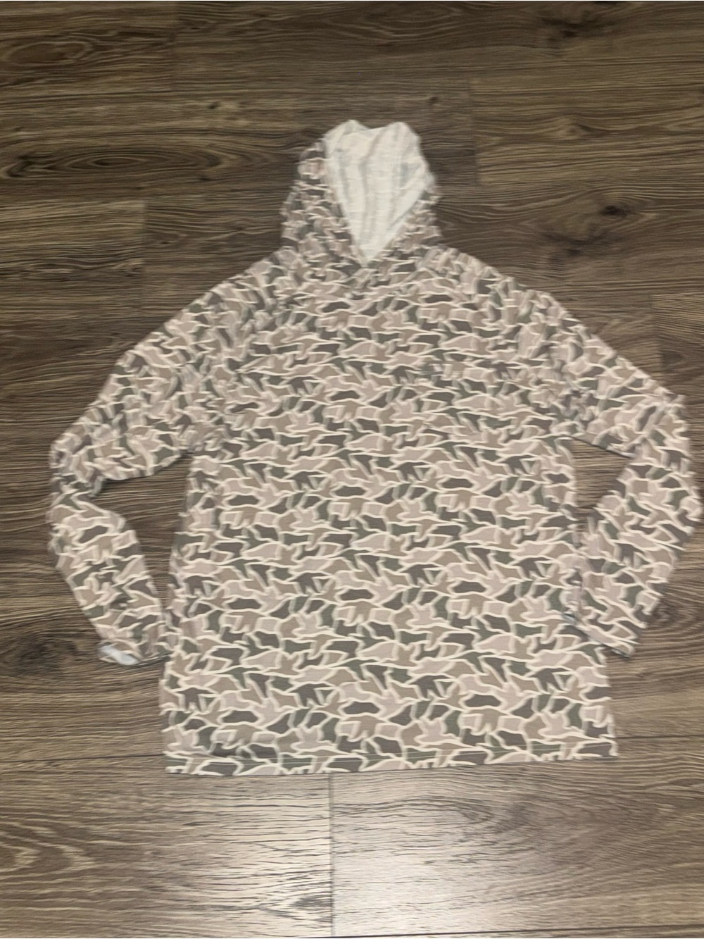 Men's Hooded Sweater in Beige and Gray Camo